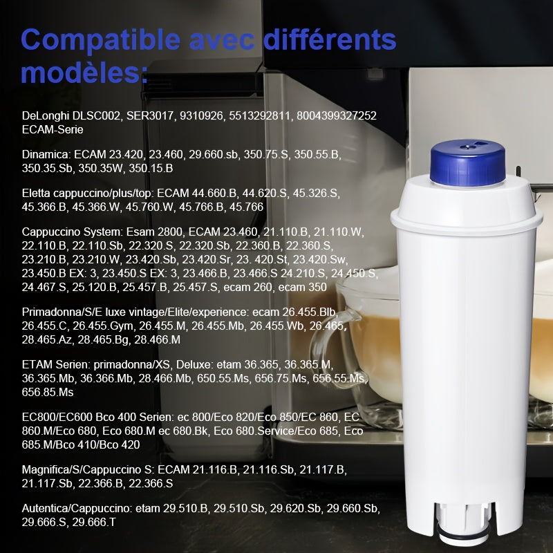 Lot de 6 filtres à eau pour machine à café automatique Delonghi, remplacement de filtre à eau pour de'Longhi DLSC002, SER3017 5513292811 compatible avec de Longhi, ECAM, ESAM, ETAM, BCO, série Ec