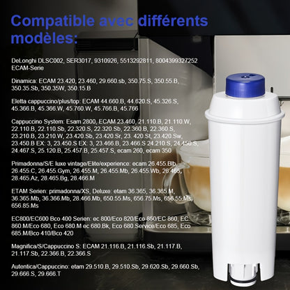 Lot de 6 filtres à eau pour machine à café automatique Delonghi, remplacement de filtre à eau pour de'Longhi DLSC002, SER3017 5513292811 compatible avec de Longhi, ECAM, ESAM, ETAM, BCO, série Ec