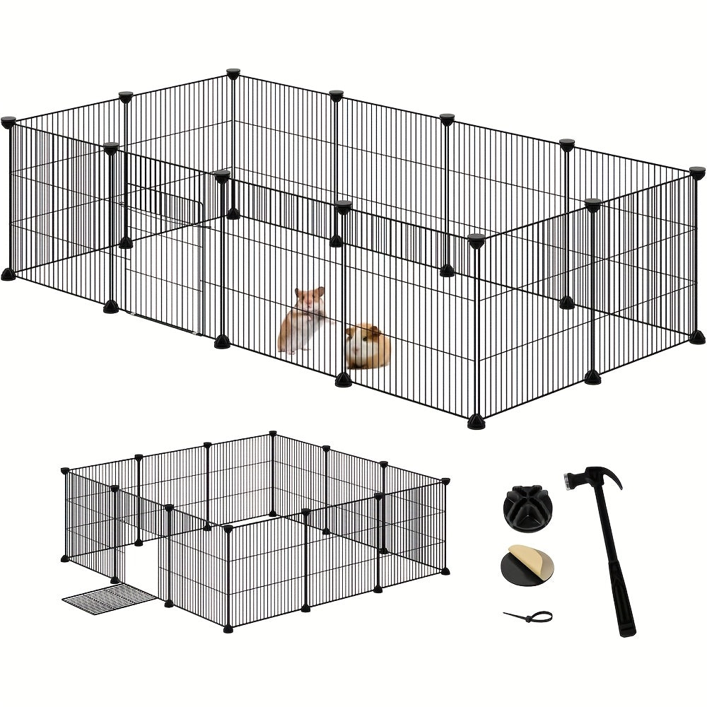 Barrière compacte pour petits animaux - Installation facile et facile à installer soi-même, enclos robuste et extensible avec entrée pour applications intérieures/extérieures - Idéal pour chiots, lapins, chatons et plus