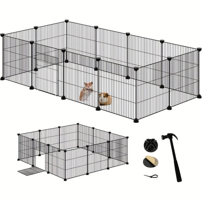 Barrière compacte pour petits animaux - Installation facile et facile à installer soi-même, enclos robuste et extensible avec entrée pour applications intérieures/extérieures - Idéal pour chiots, lapins, chatons et plus