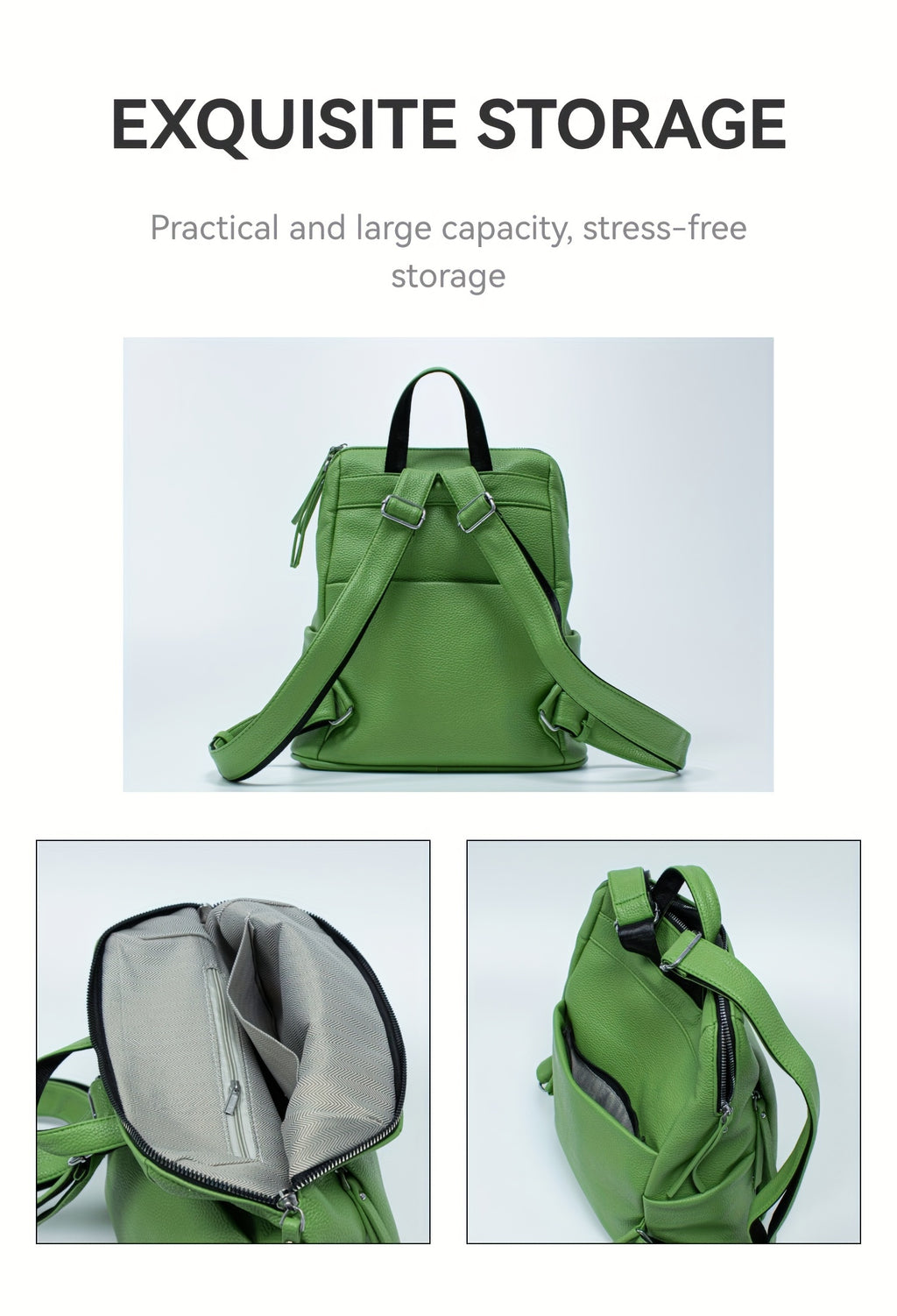 Sac à dos zippé décontracté minimaliste, sac de travail uni pour femmes, idéal pour toutes les occasions