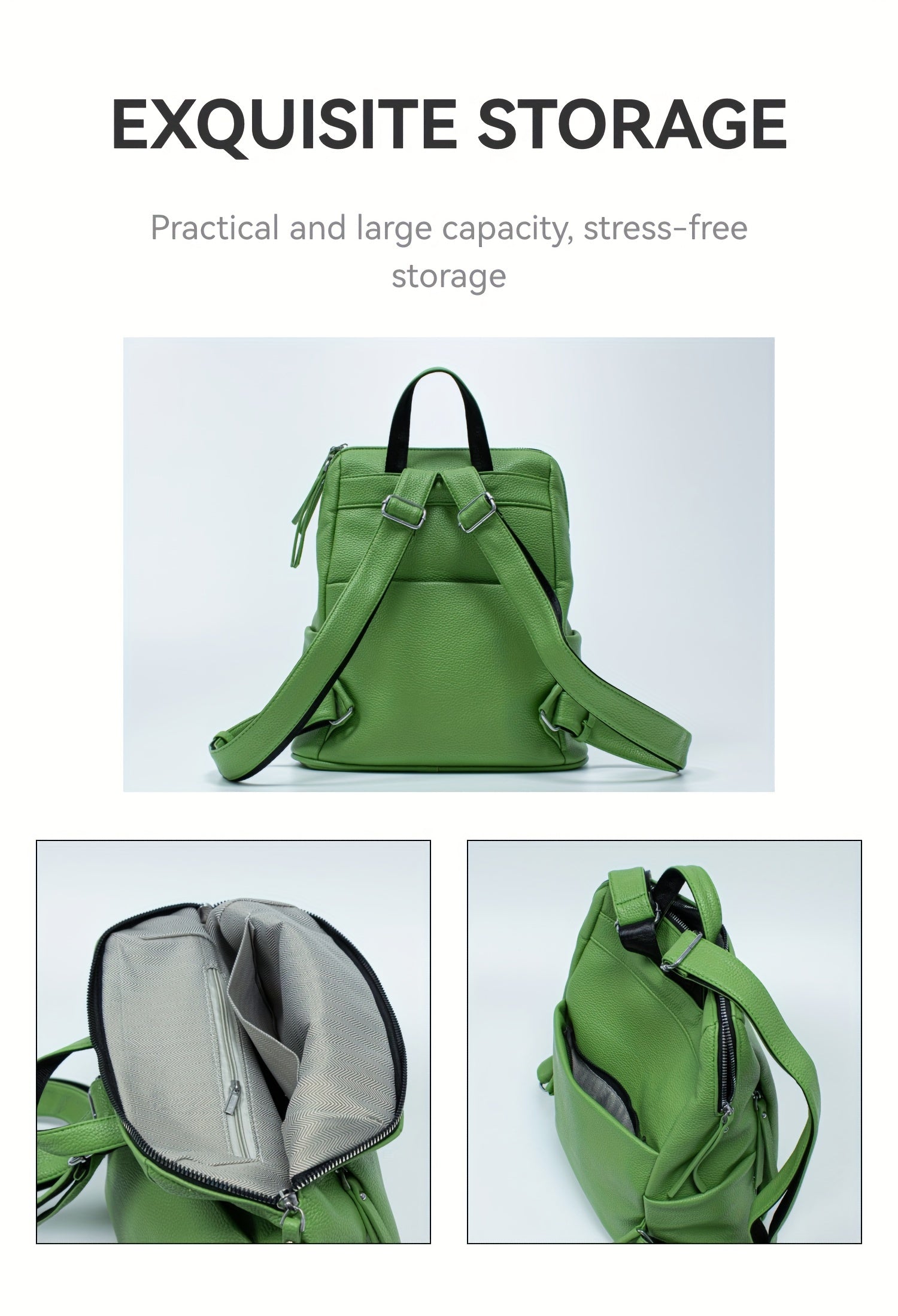 Sac à dos zippé décontracté minimaliste, sac de travail uni pour femmes, idéal pour toutes les occasions