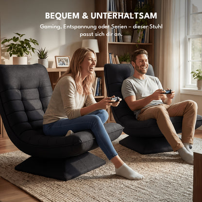 Fauteuil Canapé, Chaise de Sol, Dossier Réglable Rotation 360° Pliable Capacité de Charge 150Kg Design Élégant et Confort Abordable, L'Idéal pour la Décoration Intérieure, Offrant Un Endroit Confortable pour Se Détendre. Noir, Gris