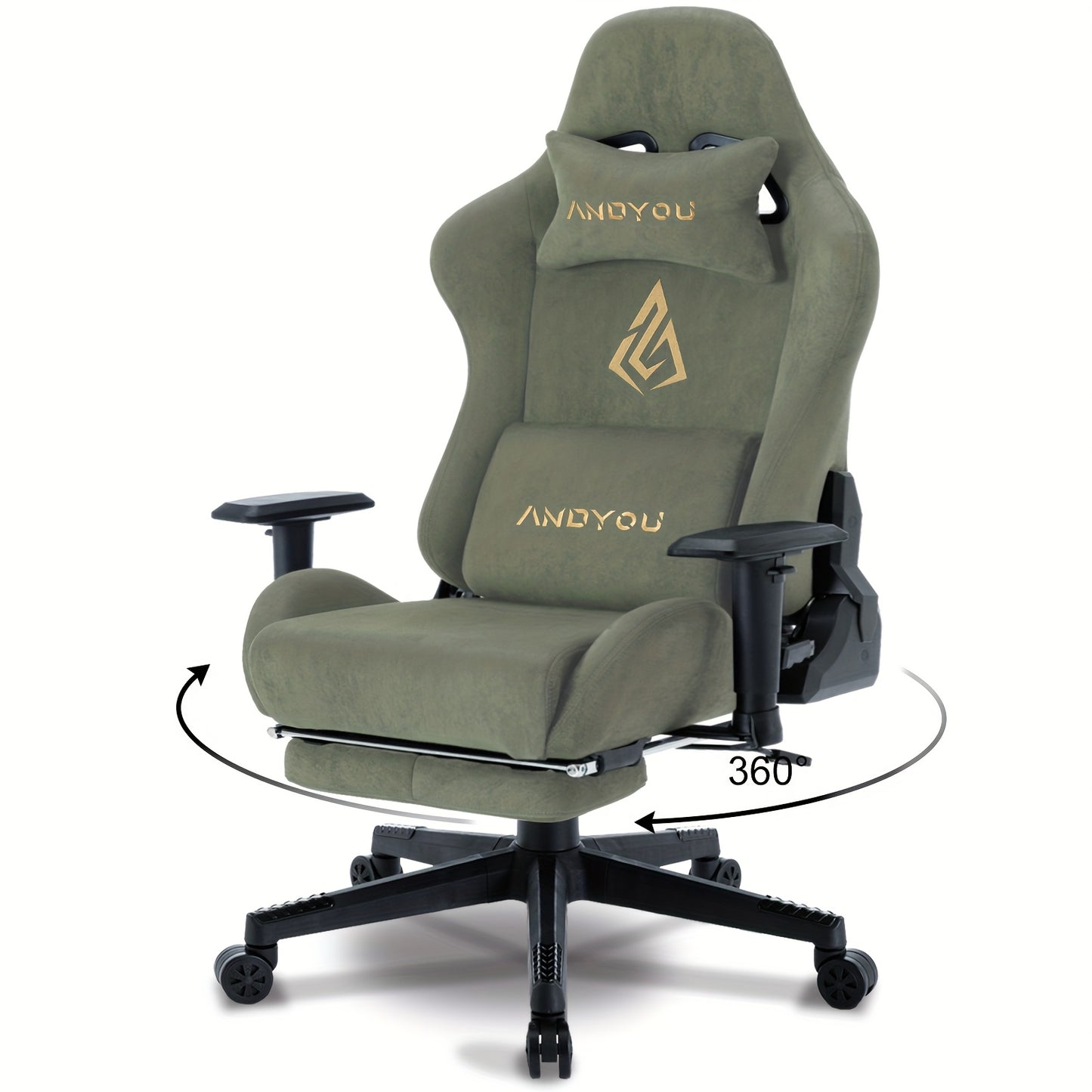 ANDYOU Chaise Gaming, Chaise de Bureau Respirante, Tissu de Haute Qualité Doux et Similar à la Fourrure Synthétique. Chaise PC Ergonomique, Chaises de Travail Pivotantes Réglables avec Repose-Pieds