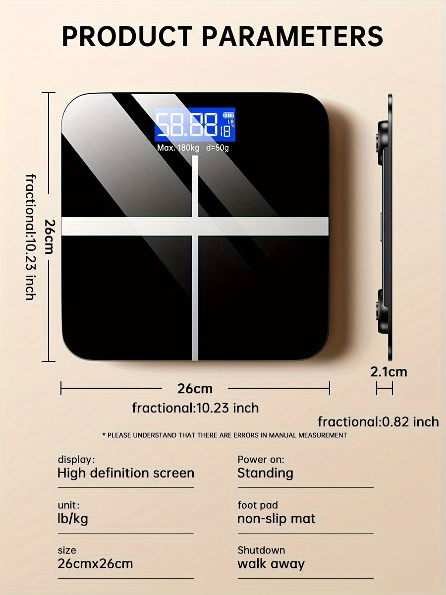 Lot de 2 balance de salle de bain numérique haute précision avec ruban à mesurer, écran LCD, plateforme ultra-large, commutation température et unité (kg/lb/st), pile non incluse