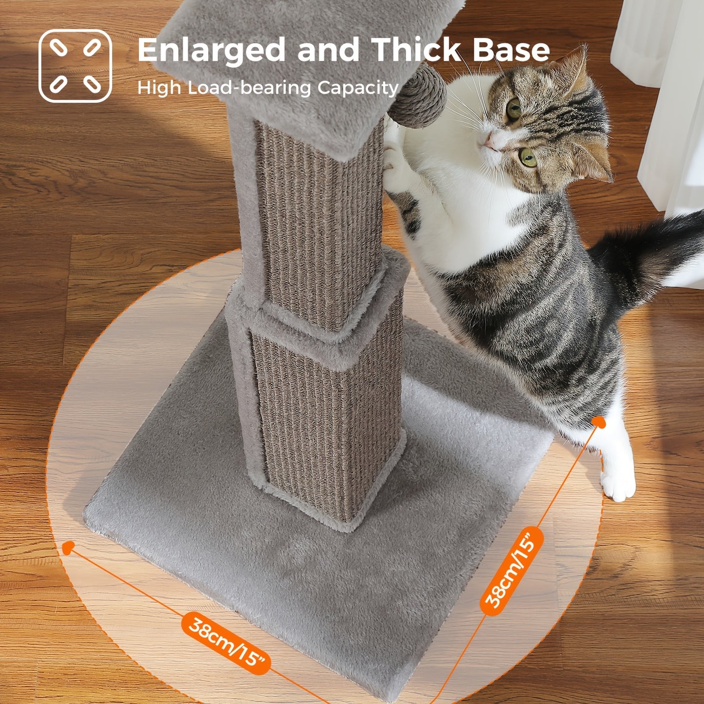 Griffoir pour chat PAWZ Road Large, 80 cm de haut, pour chats adultes d'intérieur, griffoir ultime avec sisal tissé, grande base et balle suspendue amovible