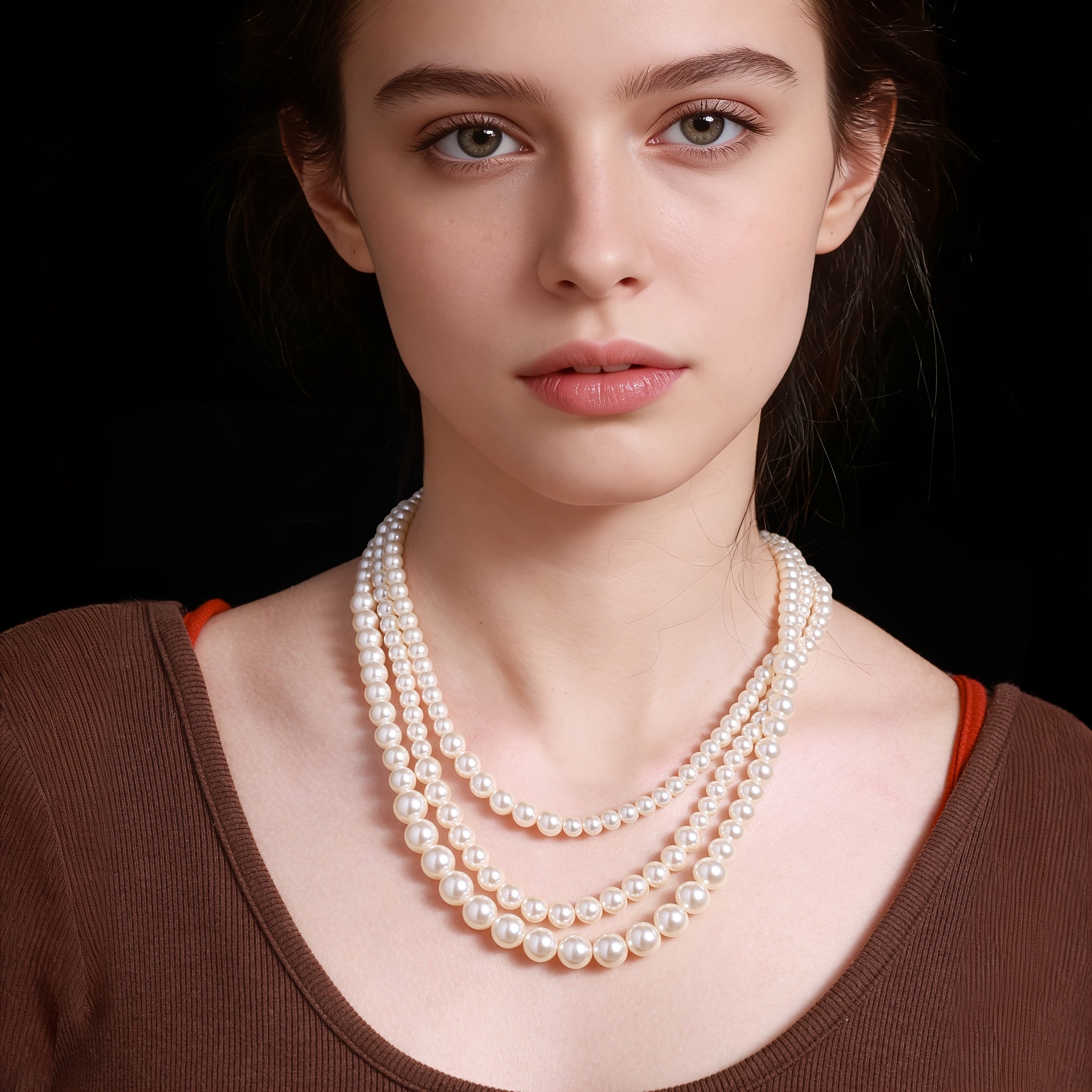 Collier en argent 925, collier à trois niveaux de perles d'eau douce hypoallergénique et tendance pour femmes, idéal pour offrir lors des fêtes des femmes, anniversaires, banquets, rassemblements, cadeaux pour mères, aînés, enseignants, livré avec une boî