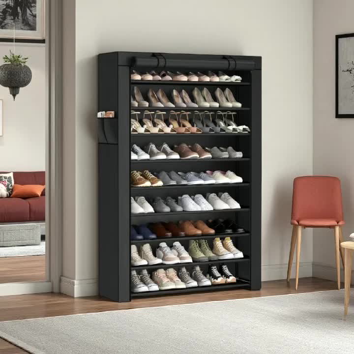 Étagère à Chaussures 9 Niveaux, Organisateur de Rangement de Chaussures, Support de rangement pour chaussures, Montage Facile, Armoire de Rangement, avec Couvercle Anti-Poussière, peut Contenir 40 à 50 Paires de Chaussures, Cadeau, Noël