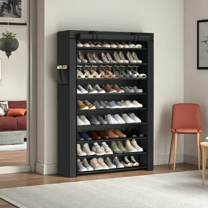 Étagère à Chaussures 9 Niveaux, Organisateur de Rangement de Chaussures, Support de rangement pour chaussures, Montage Facile, Armoire de Rangement, avec Couvercle Anti-Poussière, peut Contenir 40 à 50 Paires de Chaussures, Cadeau, Noël