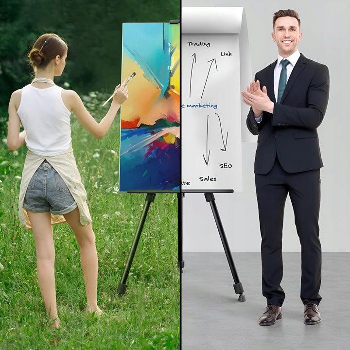 Chevalet d'art professionnel - Base trépied en métal durable avec une hauteur de 50 à 170 cm - Supports de toile multifonctionnels pour peindre sur bureau, au sol et en extérieur - Mallette portable pour studio, classe et décorations de mariage, conceptio