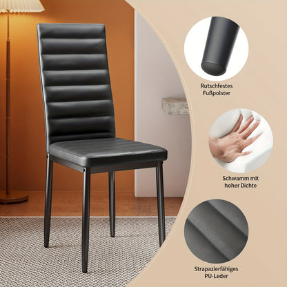 Ensemble de 4 chaises de salle à manger pour cuisine et salle à manger, fausse cuir, dossier haut, moderne