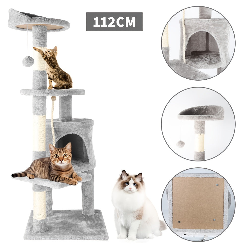 Griffoir pour chat Cactus gris, jouet pour animaux de compagnie, plateforme  maison mignonne en bois, poteau en sisal, arbre à chat, 41,5*41,5*18,5 cm