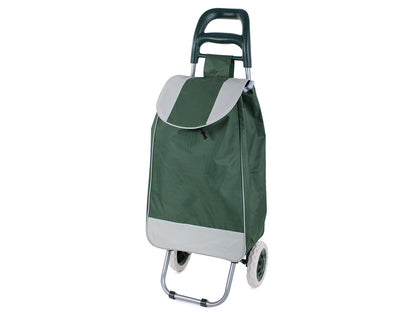Chariot de courses pliable avec roues, robuste et spacieux, avec poche et poignées, pratique pour transporter des courses lourdes, base stable, grandes roues et poignée durable, en matériau imperméable, facile à nettoyer, poche pour verrouillage ou portef