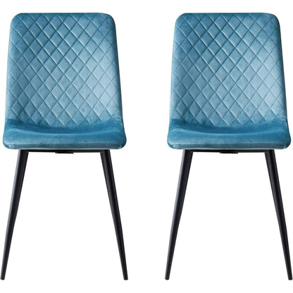 Ensemble de 4 chaises de salle à manger MCC Direct en velours, pieds en métal, chaises Lexi, chaises de conception