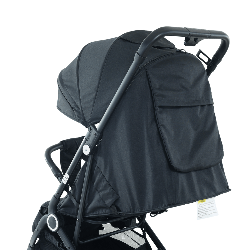 HonorBB ZOA Poussette Canne Bébé Légère et Compacte, 0-3 Ans, 0-15 kg, 3 Positions Inclinables, Pliage Automatique, Bandoulière, Moustiquaire et Protection Pluie Offerts – Essential Black