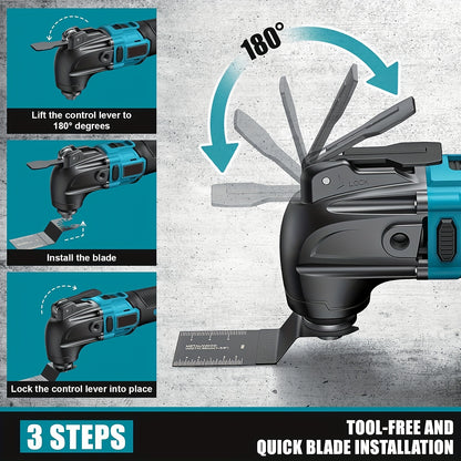 Outil Multifonction Oscillant Sans Fil, 6 Vitesses Variables, Moteur Sans Balais pour Couper, Poncer, Gratter & Polir, Compatible avec les Batteries Makita, Outil Seul Sans Batterie Incluse