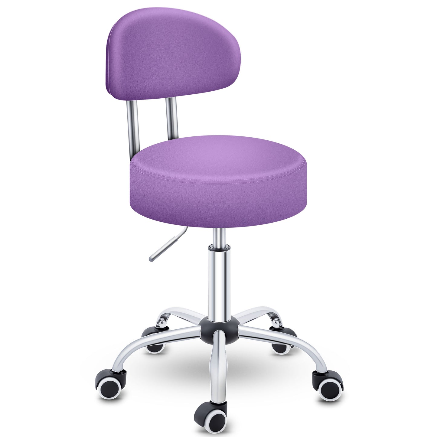 Tabouret Escalier TRESKO® avec Dossier 150 Kg | Tabouret de Travail Réglable en Hauteur 47-60 Cm | Tabouret Pivotant avec Roulettes | Tabouret Chaise de Bureau Chaise Pivotante