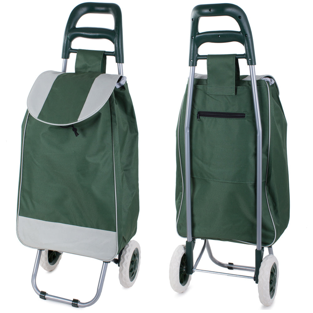 Chariot de courses pliable avec roues, robuste et spacieux, avec poche et poignées, pratique pour transporter des courses lourdes, base stable, grandes roues et poignée durable, en matériau imperméable, facile à nettoyer, poche pour verrouillage ou portef