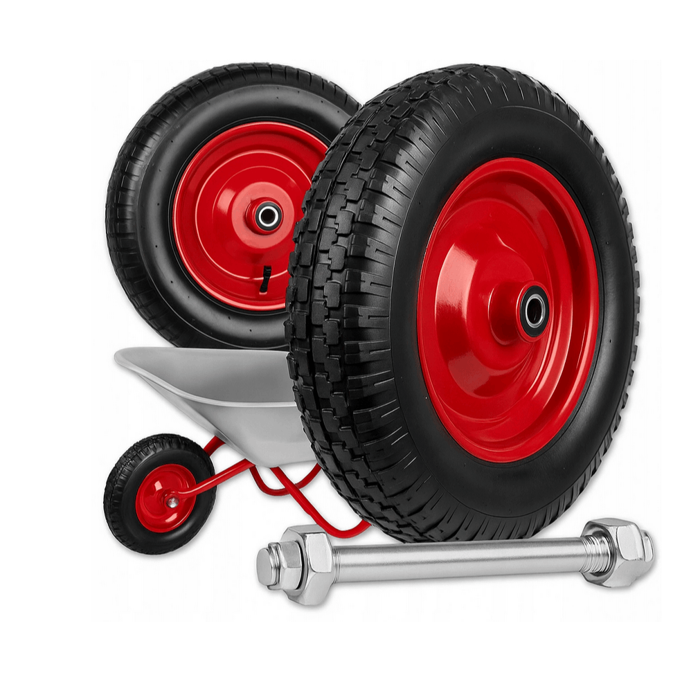 ROUE PIVOTANTE POUR CAMION-POUPEE AVEC ESSOIX, ROBUSTE AVEC CHAMBRE À AIR 4.00-8 4PR