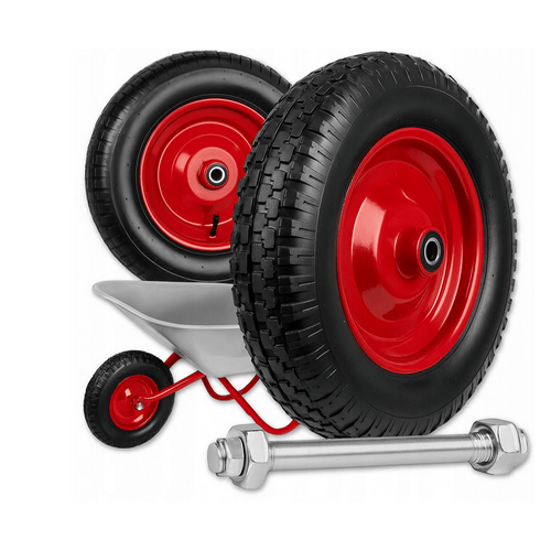 ROUE PIVOTANTE POUR CAMION-POUPEE AVEC ESSOIX, ROBUSTE AVEC CHAMBRE À AIR 4.00-8 4PR