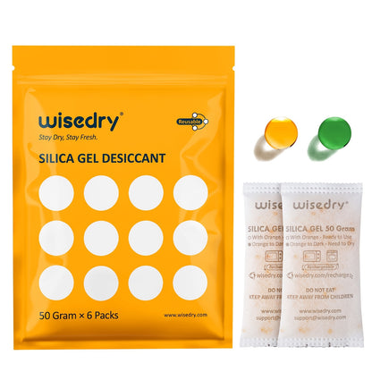 Lot de sachets déshydratants réutilisables Wisedry 5g 10g 50g, emballés individuellement, double couche scellée