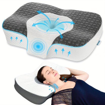 Oreiller en Mousse Mémoire Elviros pour Dormir, Oreiller Contour Réglable, Oreillers Ergonomiques pour Dormeurs sur le Côté, le Dos et le Ventre