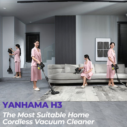 Yanhama Aspirateur sans fil / 70000PA / Aspirateur sans fil 6-en-1 / avec brosse anti-enchevêtrement / Autonomie de 60 minutes / Aspirateur 1,5L / Aspirateur sans fil avec écran LED / Aspirateur à main pour poils d'animaux, sols durs et tapis