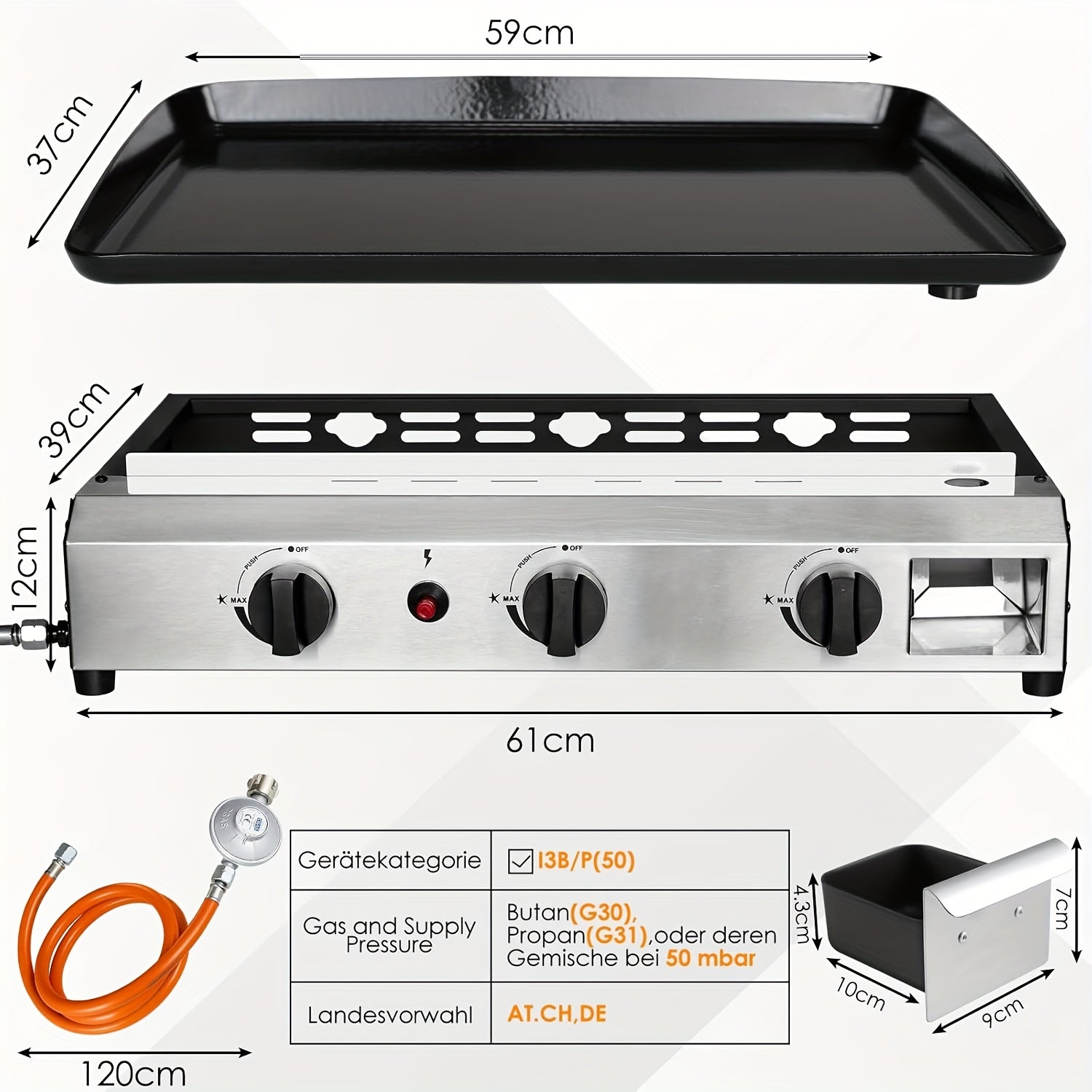 Rechaud d'extérieur, brûleur à gaz d'extérieur, grill à gaz, barbecue à gaz de table, grill à gaz en acier inoxydable, grill portable, idéal pour barbecue sur balcons, camping et pique-niques