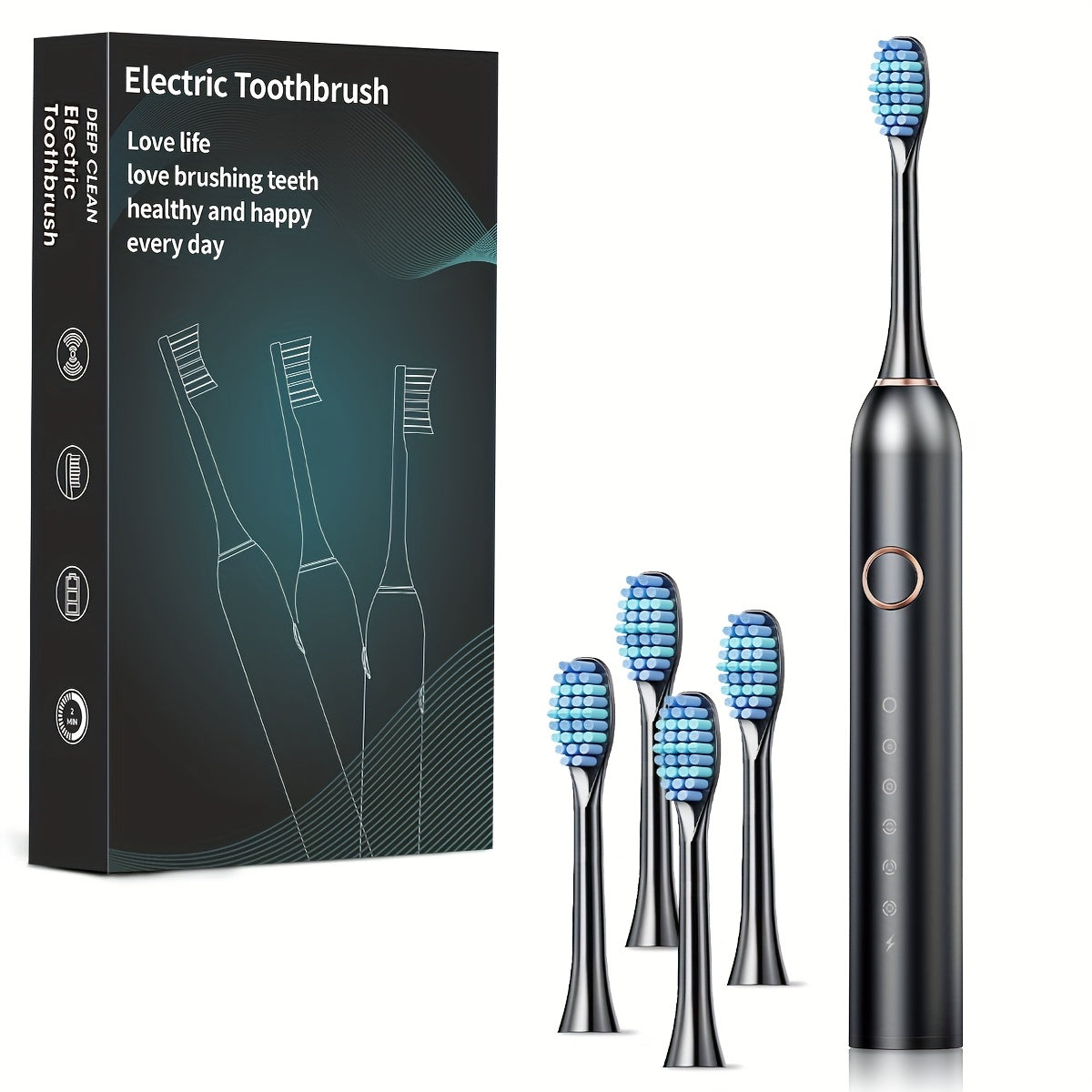 Brosse à dents électrique automatique intelligente IP67 pour adultes, poils souples unisexes, six modes de nettoyage de fréquence de vibration, chargement USB, nettoyage en profondeur des dents
