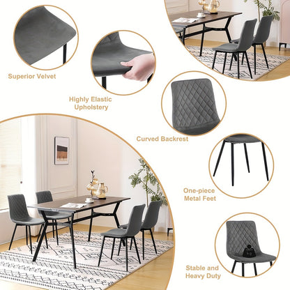 4/8pcs Chaises de salle à manger Chaises de cuisine Chaises de salon Chaises cosmétiques Chaises rembourrées Chaises d'appoint avec sièges en velours Pieds en métal pour salle à manger Cuisine Salon Zone d'entrée