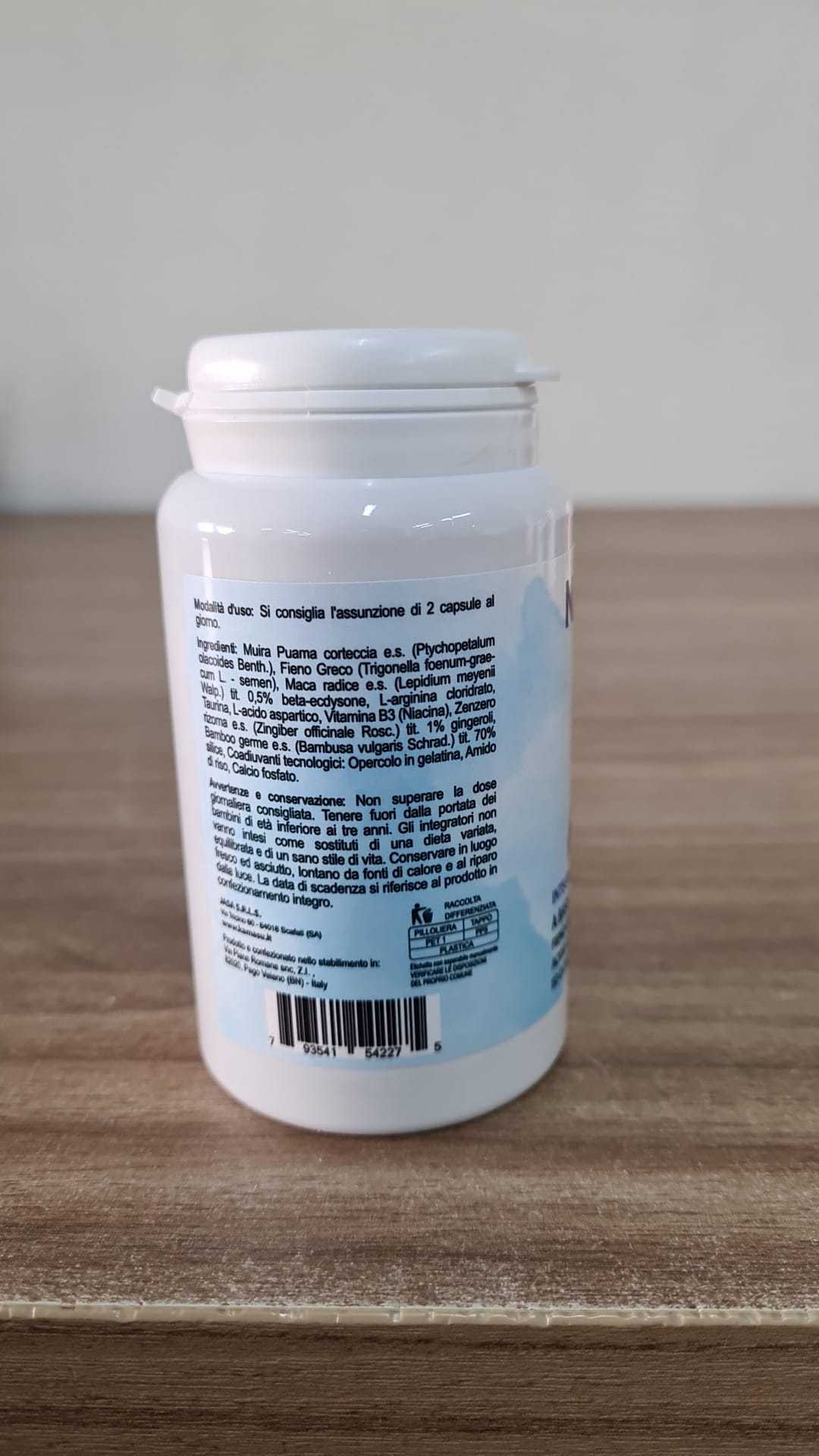 Compléments alimentaires pour hommes avec Maca péruvienne, Ginseng, Muira Puama, Argine, Taurine, Gingembre et Fenugrec – Formule en gélules – Fabriqué en Italie, 60 gélules
