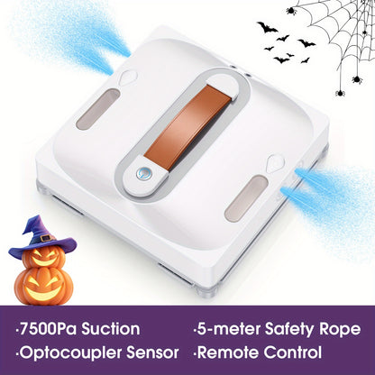 Lubluelu Robot de nettoyage de fenêtre intelligent électronique à fenêtre carrée, grande aspiration de 7,5 Kpa, système de protection de sécurité à 8 couches, nettoyage des bords, chiffon lavable et utilisable, double embout double face, visualisation du
