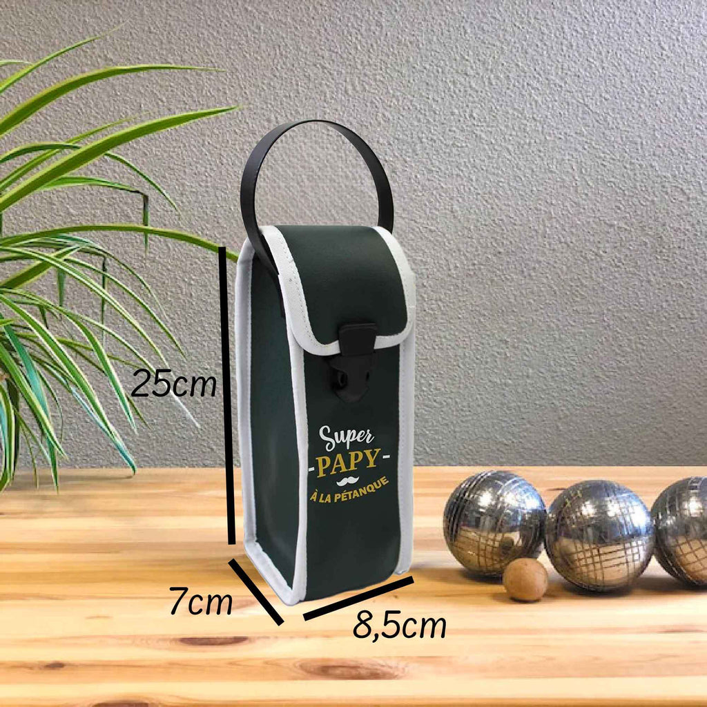 Étui de Pétanque Au Soleil – Sacoche 3 Boules Blanc et Bleu en Simili Cuir