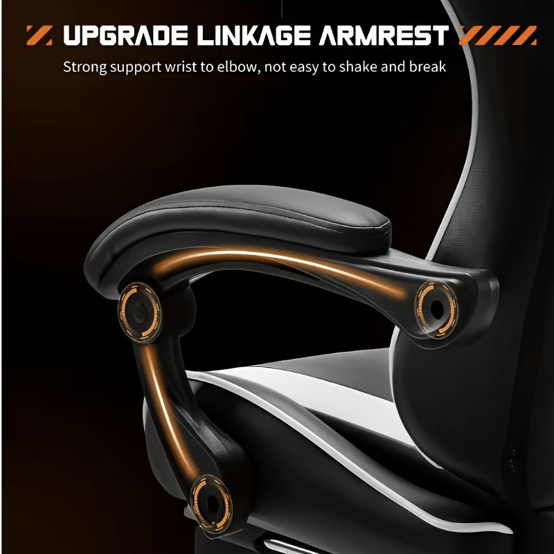 Chaise de gaming ergonomique à haute capacité de charge, design élégant à blocs de couleurs, dossier réglable à 135°, cadre stable, parfaite pour le travail et les jeux
