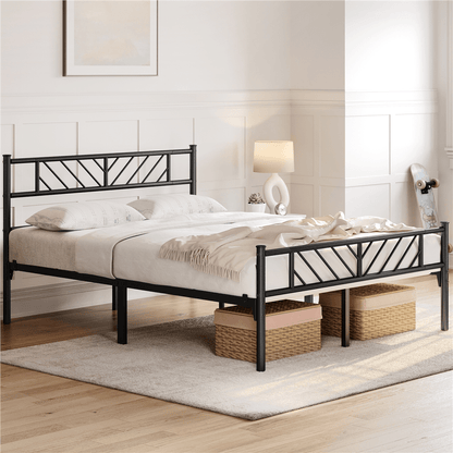 Costoffs Cadre de lit en metal simple Lit en Métal pour Adultes Grande Espace en Lattes Moderne