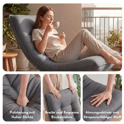 Fauteuil Canapé, Chaise de Sol, Dossier Réglable Rotation 360° Pliable Capacité de Charge 150Kg Design Élégant et Confort Abordable, L'Idéal pour la Décoration Intérieure, Offrant Un Endroit Confortable pour Se Détendre. Noir, Gris