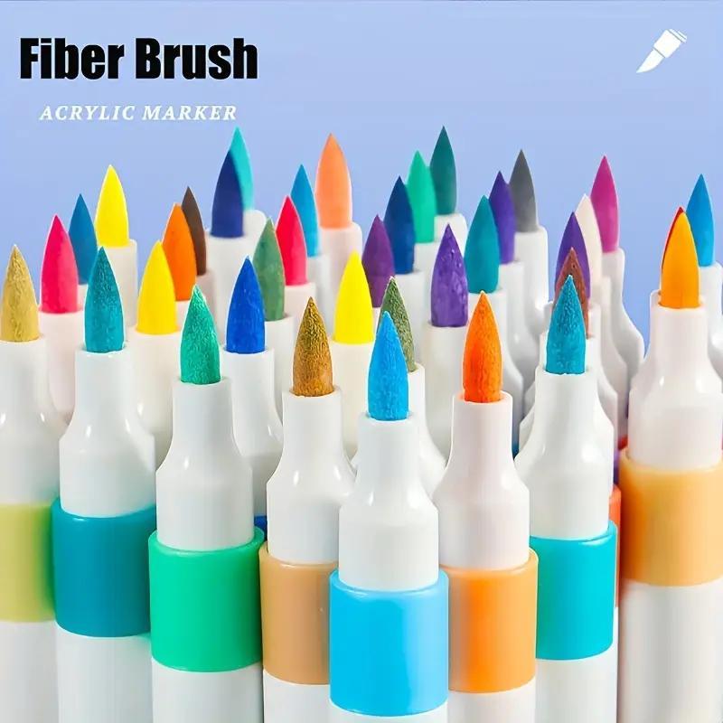120 Marqueurs Peinture Acrylique de Couleur - Pinceaux Peinture Acrylique Multicolores pour Pierres, Imperméables, Ensemble de Stylos Acryliques à Pointe Pinceau, Séchage Rapide, Idéaux pour Peindre sur Pierres, Verre, Céramique, Bois, Métal, Spécialement