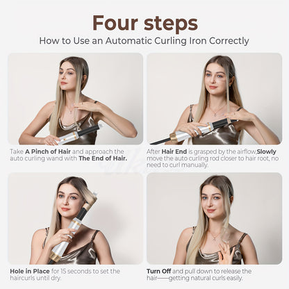 STYLEFI Kit de Coiffure 5-en-1 de Haute Qualité - Inclut Peigne à Air Chaud à Ions Négatifs Haute Vitesse 60 000 tr/min pour Séchage Rapide, Bigoudi à Air Chaud Amovible, Fer à Boucler et Lisseur Magique, Prise UK (220V) avec Fonction d'Arrêt Automatique