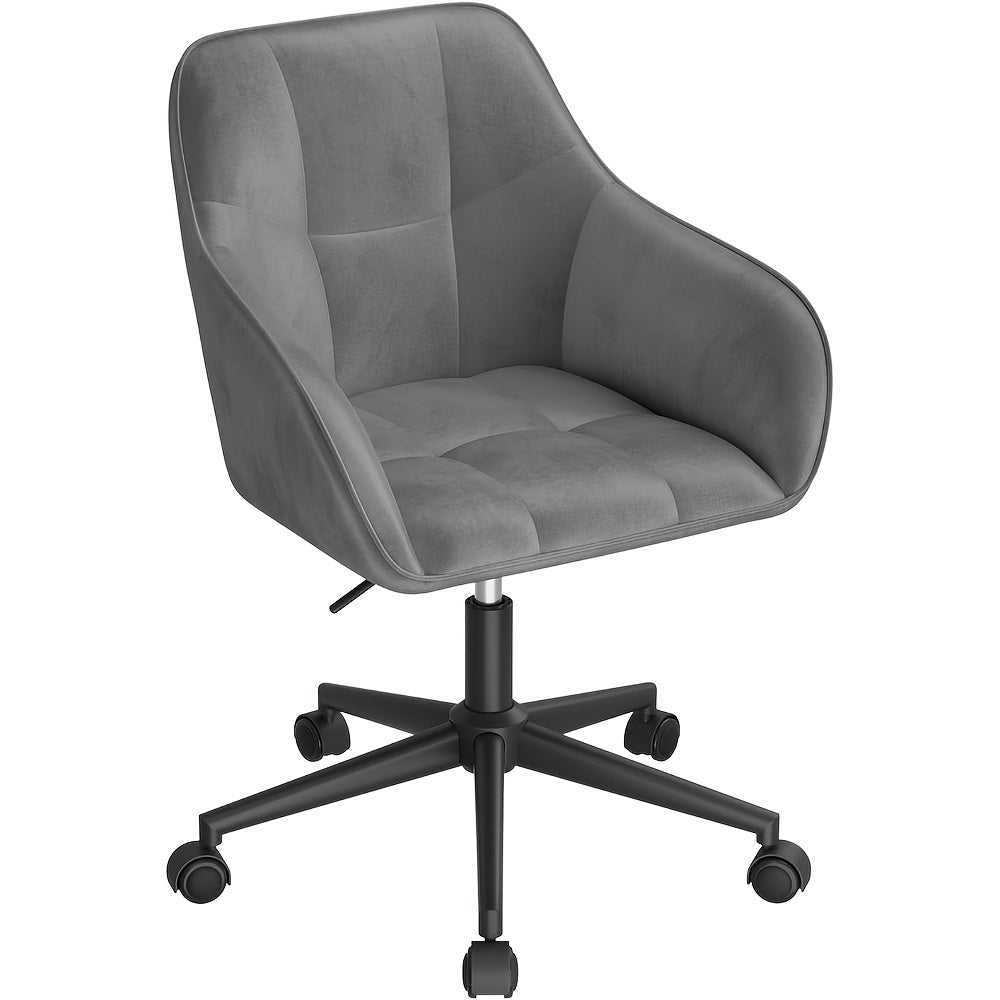 1X Chaise de Bureau Maison, Chaise de Bureau, Chaise Pivotante, Chaise de Cosmétique, Hauteur Réglable, Capacité de Charge Jusqu'à 150 Kg, avec Accoudoirs, Siège en Velours, pour Chambre à Coucher, Bureau, Salon