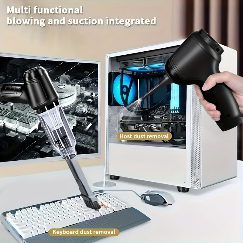 Aspirateur puissant rechargeable USB, aspirateur à main domestique, avec fonctions de soufflage et d'aspiration, mini et portable. Convient pour nettoyer la poussière, les miettes de collation, les cheveux, et applicable aux canapés, tapis, bureaux et esc