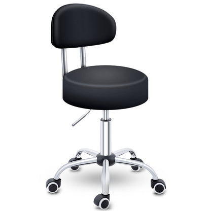 Tabouret Escalier TRESKO® avec Dossier 150 Kg | Tabouret de Travail Réglable en Hauteur 47-60 Cm | Tabouret Pivotant avec Roulettes | Tabouret Chaise de Bureau Chaise Pivotante