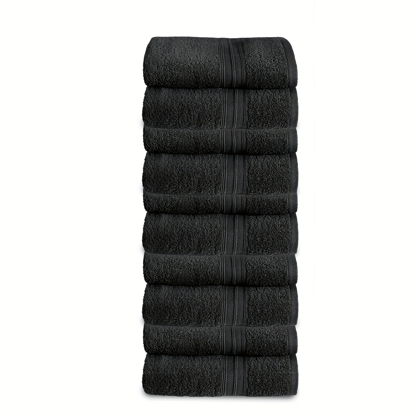 Lot de 10 serviettes de main 50 x 100 cm 550 g/m², en coton doux, séchage rapide, absorbantes et légères, bordure rayée moderne, idéales pour la maison, l'hôtel ou la salle de bain