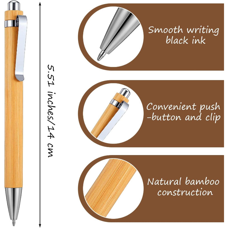 Dofiki 50/100pcs Stylos en Bambou en Vrac, Stylos à Bille Rétroplats en Bois, Stylo à Bille en Bambou, Stylos à Encre 1.0Mm Stylo à Bille en Bois pour Journal Fournitures Scolaires de Bureau
