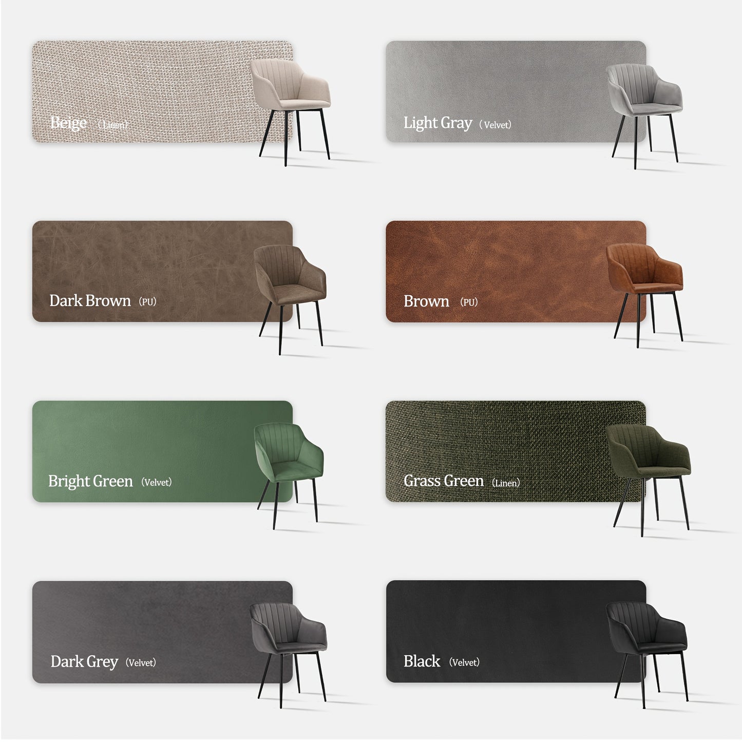 Chaises de salle à manger élégantes avec accoudoirs et soutien lombaire pour salon, cuisine et chambre, offrant un grand confort - Disponibles par lots de 2, 4 ou 6