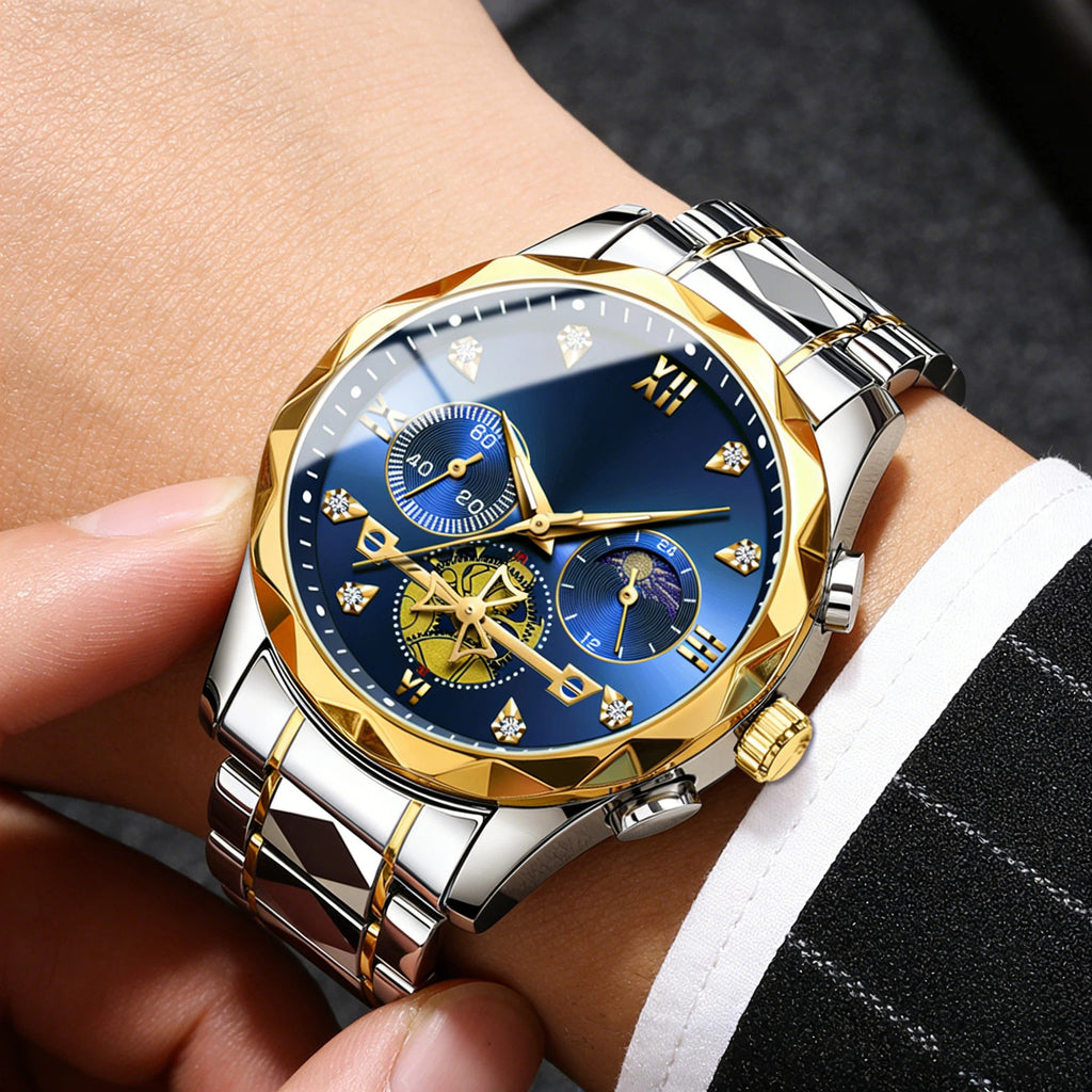 Montre d'affaires pour homme, bracelet en acier inoxydable massif, montre stable pour homme d'âge mûr