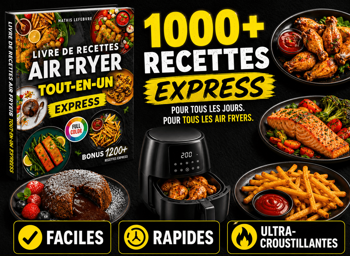Livre de Recettes Air Fryer Express - Tout-en-un: Mille et une Recettes, Faciles et Ultra-Croustillantes, Compatible avec tous les modèles, 100 % en couleurs