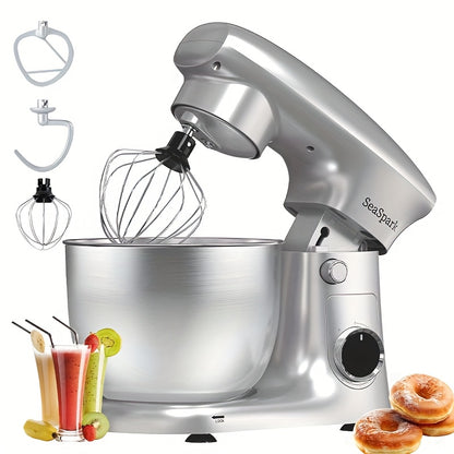 Robot Culinaire 3-en-1, Mélangeur Inclinable 10 Vitesses avec Bouton Pulse, Incluant Bol en Acier Inoxydable de 5,5 L, Crochet à Pâte, Mélangeur, Batteur à Œufs, Spatule