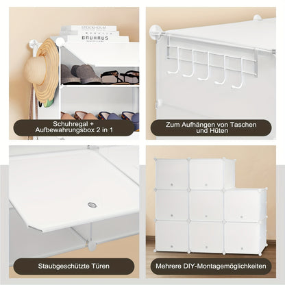 1pc Étagère à Chaussures avec 8 Compartiments, Peut Stocker 32 Paires de Chaussures, Armoire à Chaussures de Couloir, Armoire à Chaussures de Salon et de Chambre, Armoire à Chaussures avec Portes, Fabriquée en Panneau PP Modulaire, Blanche
