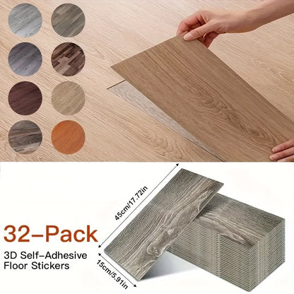 32 Carreaux de Sol Auto-Adhésifs en Vinyle - Effet Bois, 17.72x6 pouces (45x15 cm), Facile Installation, Idéal pour Salon, Salle de Bain, Cuisine, Bureau - Résistant aux Rayures et Chocs, Décoration Moderne, Finition Haut de Gamme, Projets DIY & Design d'