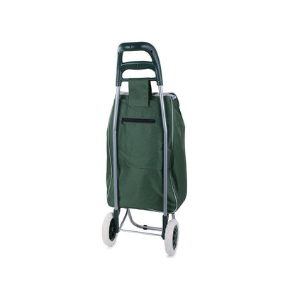 Chariot de courses pliable avec roues, robuste et spacieux, avec poche et poignées, pratique pour transporter des courses lourdes, base stable, grandes roues et poignée durable, en matériau imperméable, facile à nettoyer, poche pour verrouillage ou portef